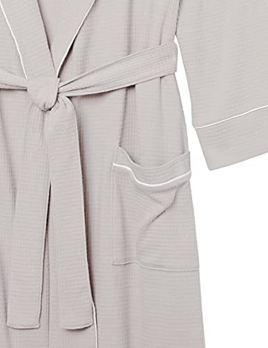 Amazon Essentials Men's Lightweight Waffle Bathrobe (Available in Big & Tall), Light Grey, Medium-Large
