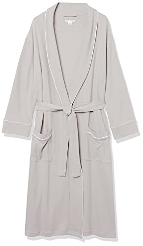 Amazon Essentials Men's Lightweight Waffle Bathrobe (Available in Big & Tall), Light Grey, Medium-Large