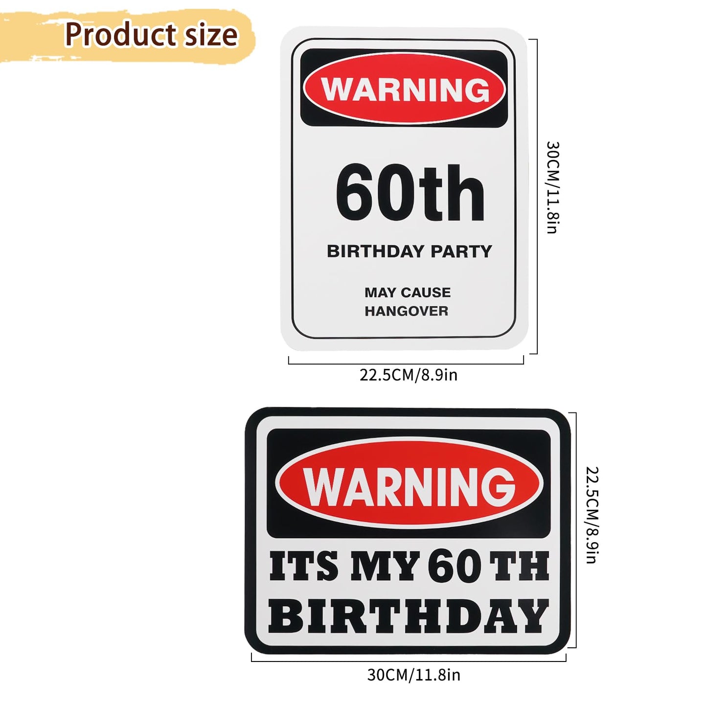 60th Birthday Decorations- 9PCS Over the Hill 60th Birthday Decorations for Men Women 60 Years Old Birthday Party Decor for Him Her Cheers to 60 Years Old Photo Booth Props You're 60 Caution Logos on Door Windows Yard Garden