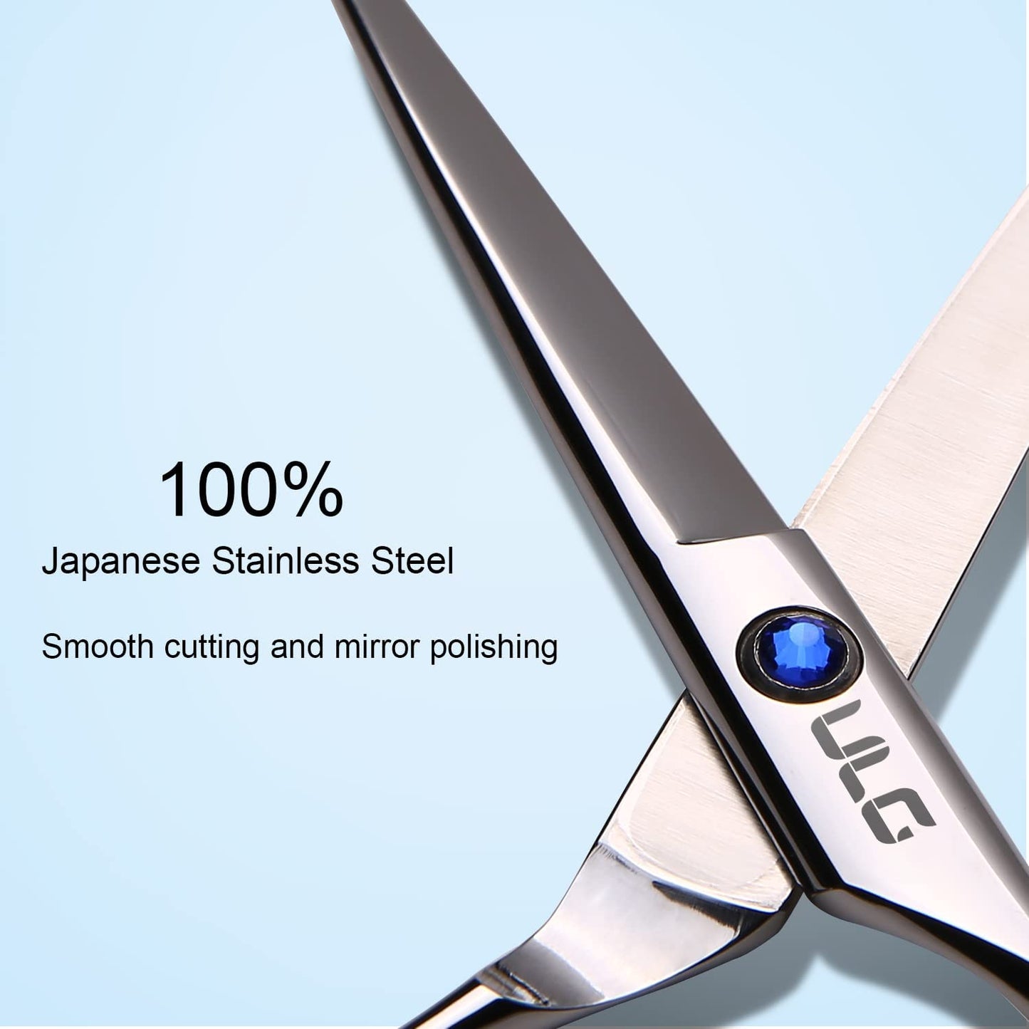 Hair Cutting Scissors, ULG Professional Hair Scissors 6.5 inch Right-Hand Razor Edge Barber Shears Salon Hair Cutting Shears Made of Japanese Stainless Steel, Hand Sharpened Blue