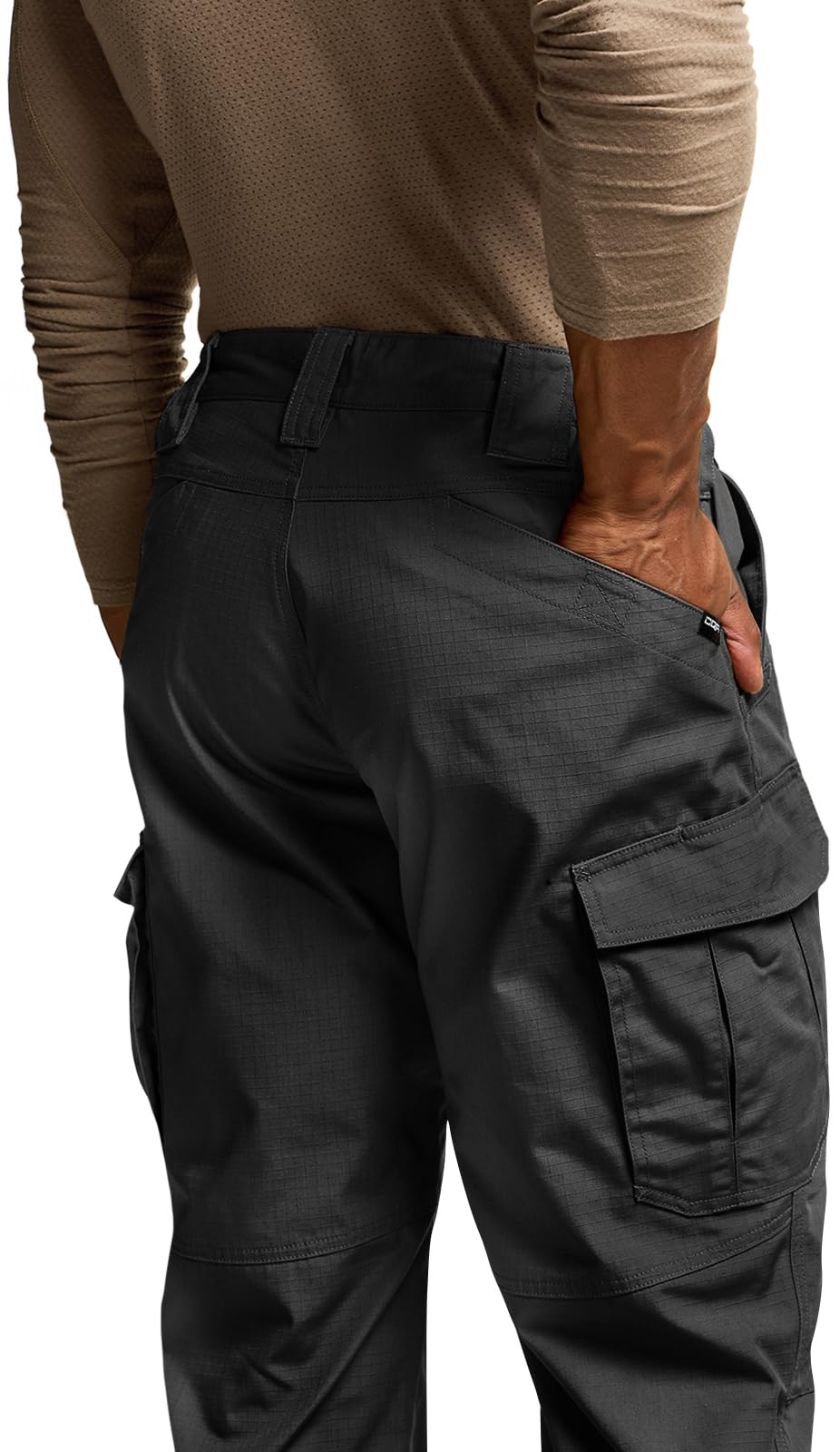 CQR Men's Tactical Pants, Water Resistant Ripstop Cargo Pants, Lightweight EDC Work Hiking Pants, Outdoor Apparel, Raider Mag Pocket Black, 32W x 32L