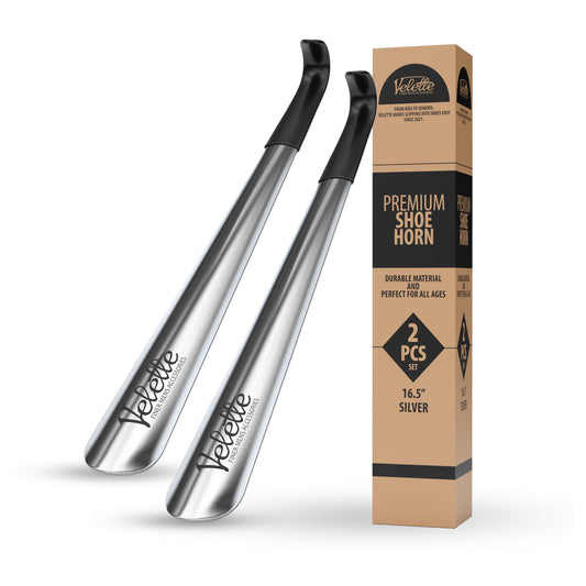 Long Shoe Horn for Seniors - 2 Pack 16.5" Metal Shoe Horn Long Handle for Seniors, Men, Women & Kids - Boot Horns, Shoehorn Long-Handle, Elderly Must Haves - Shoes Spoon, Gifts for Elders