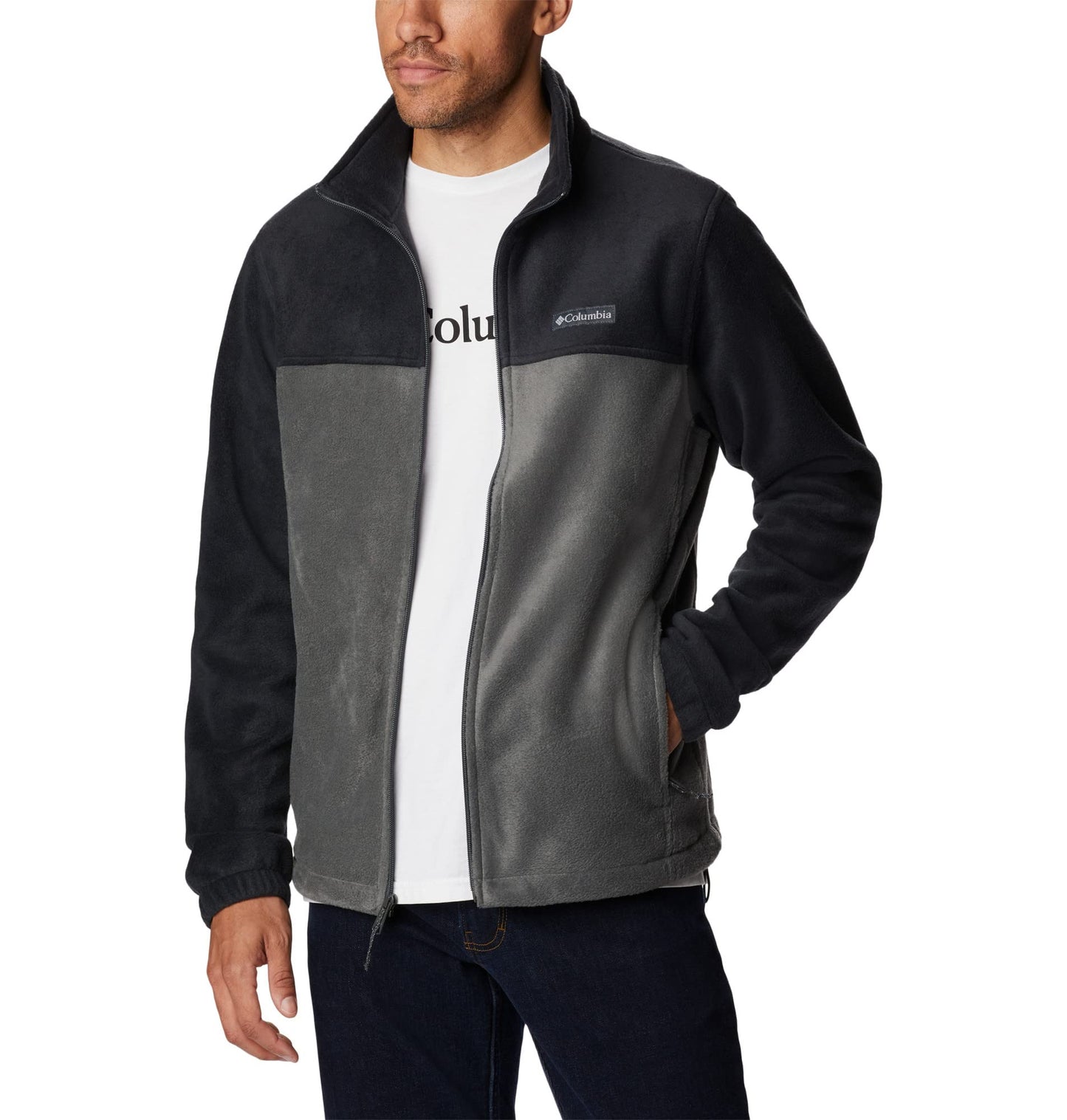 Columbia Men's Steens Mountain 2.0 Full Zip Fleece Jacket, Black/Grill, Large
