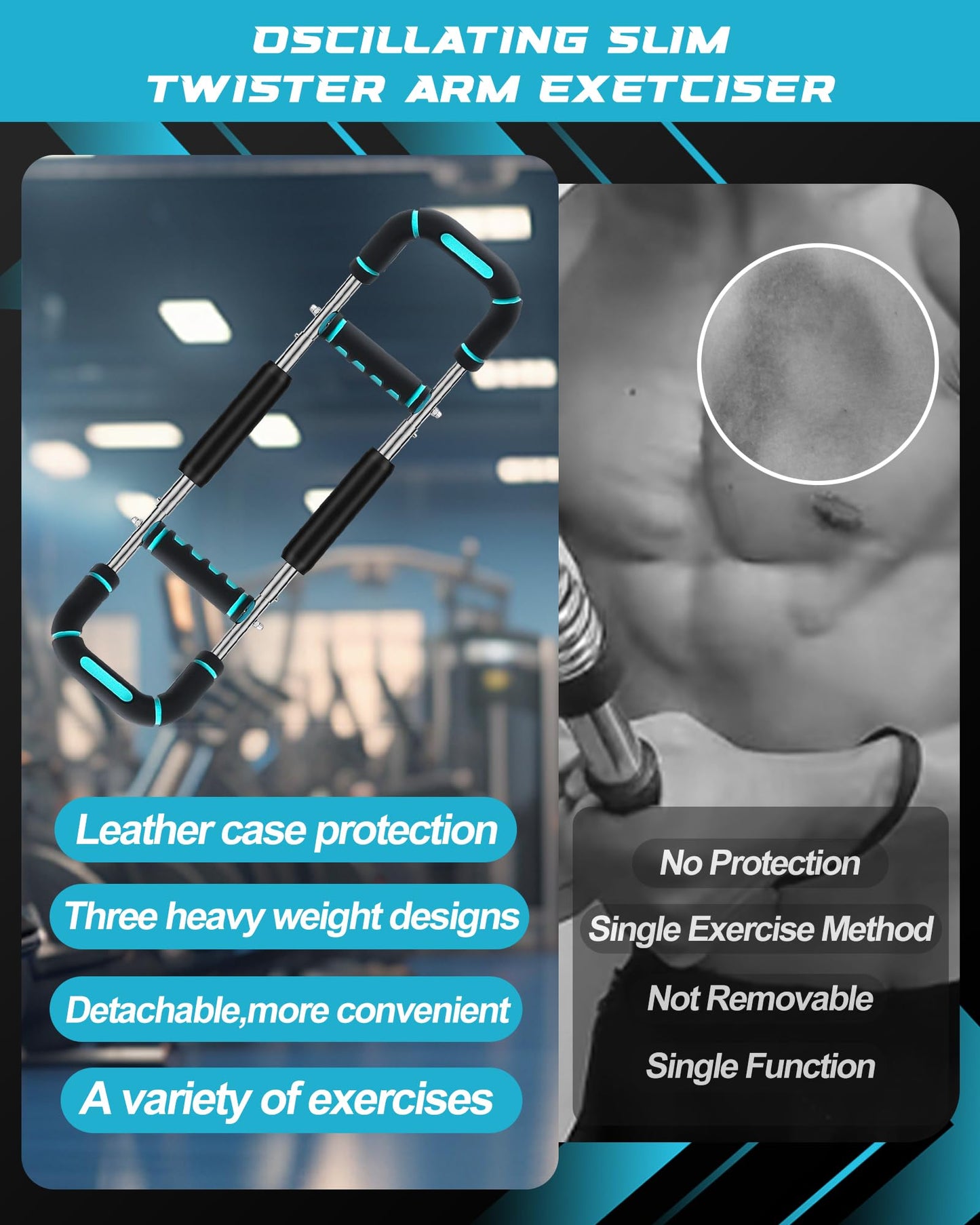 2025 Pro Twister Arm Trainer, Adjustable Power Twister Bar, Chest Shoulder Arm Workout Equipment, Portable Detachable Upper Body Fitness Machine for Home & Gym