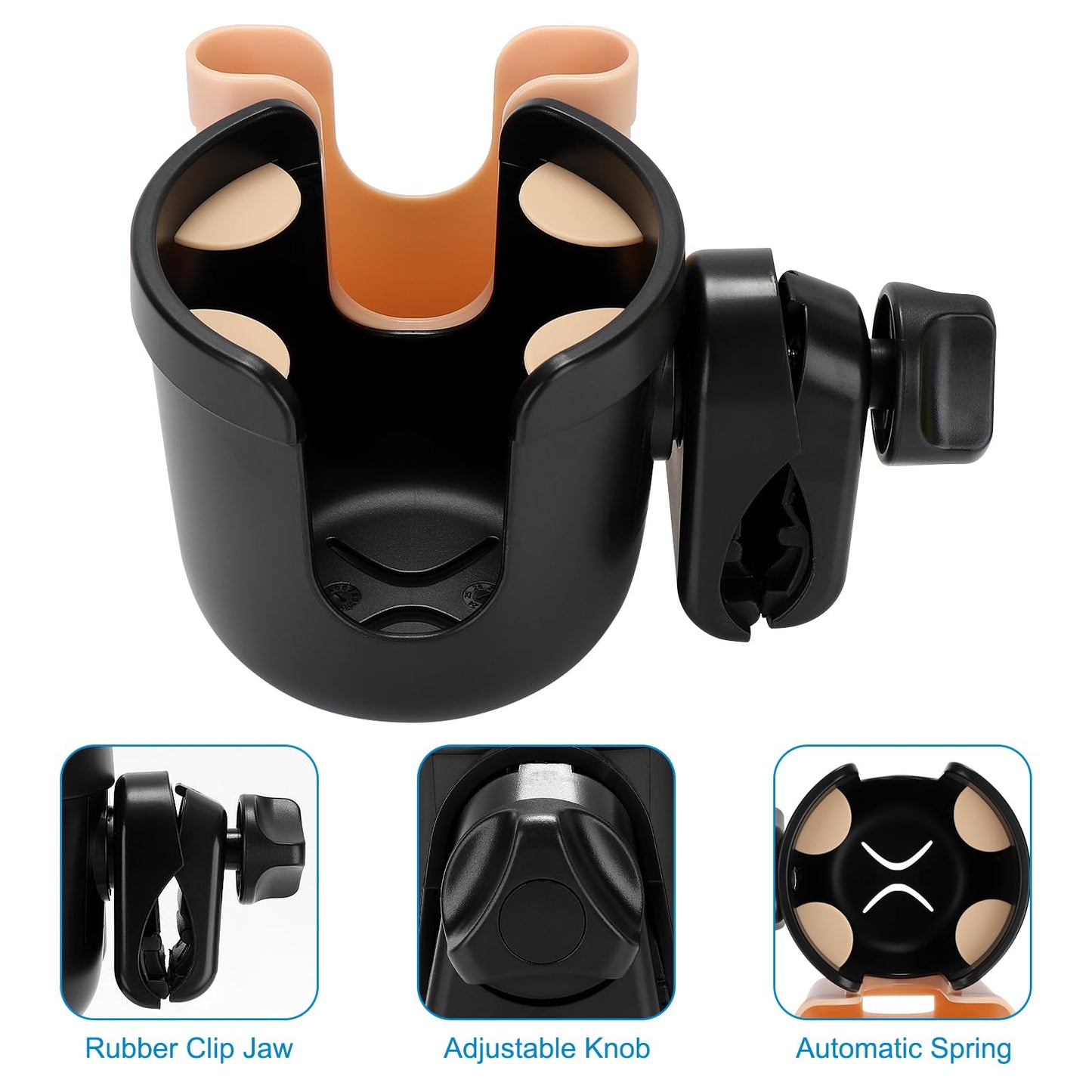 Accmor 2-in-1 Walker Cup Holder with Phone Holder, Wheelchair Cup Holder, Rollator Cup Holder, Cup Phone Holder for Walker, Wheelchair, Rollator, Mobility Scooter