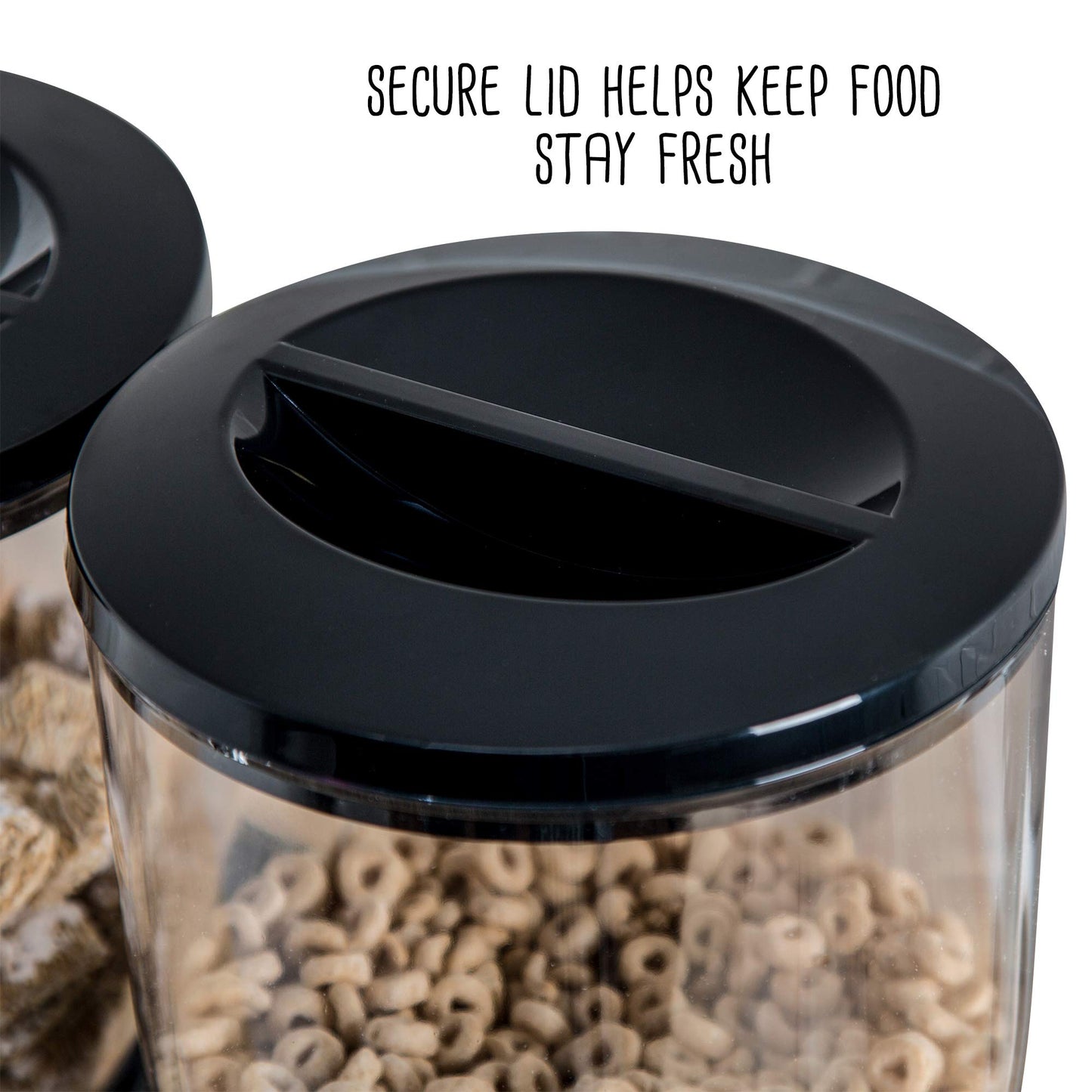 Honey-Can-Do Zevro Essential Dual-Control Dry Food Dispenser – Effortless & Organized Storage for Cereal, Dog Food, or Snack Dispenser for All Kinds of Treats, 17.5 oz Each Capacity, Black/Chrome