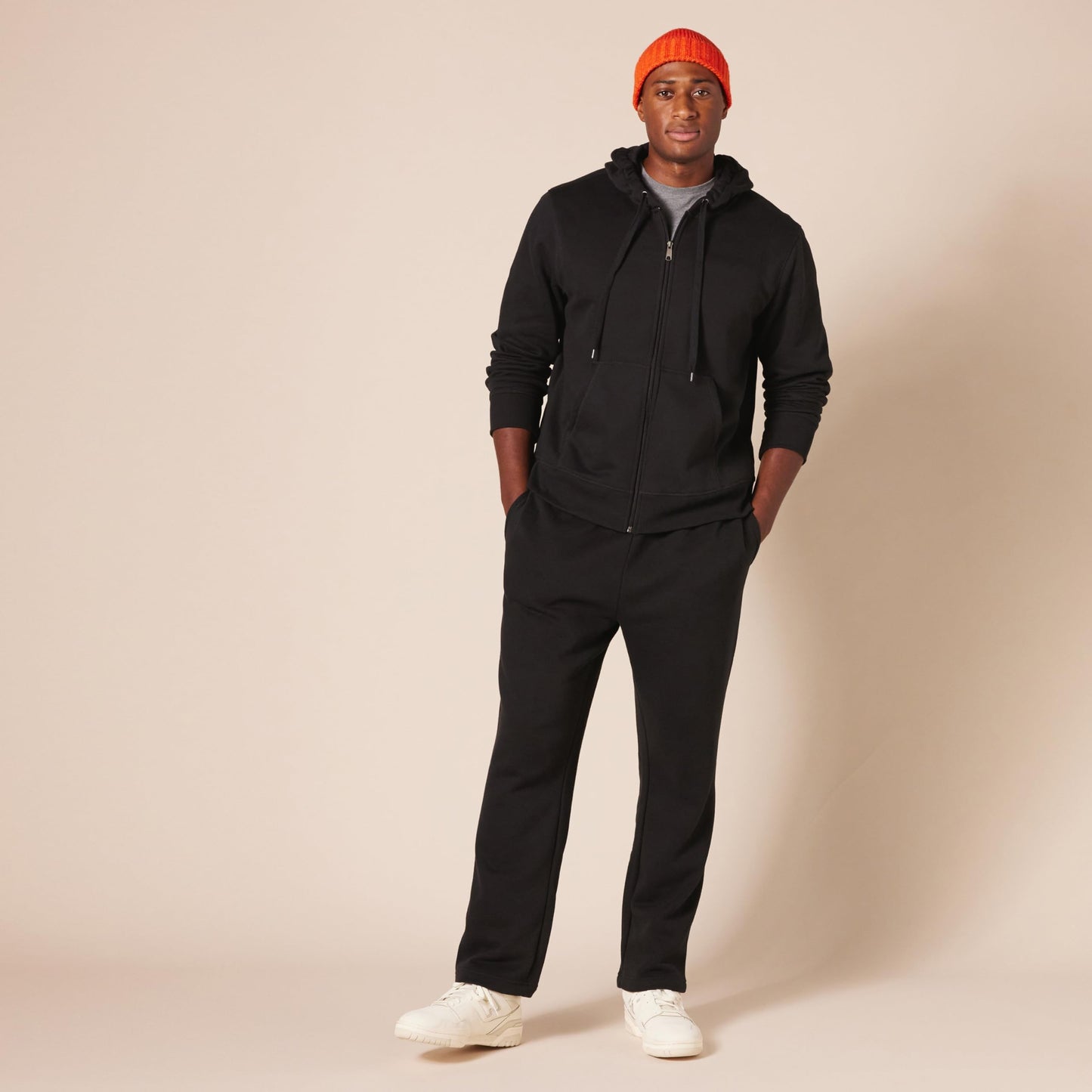 Amazon Essentials Men's Full-Zip Fleece Hoodie (Available in Big & Tall), Black, Large