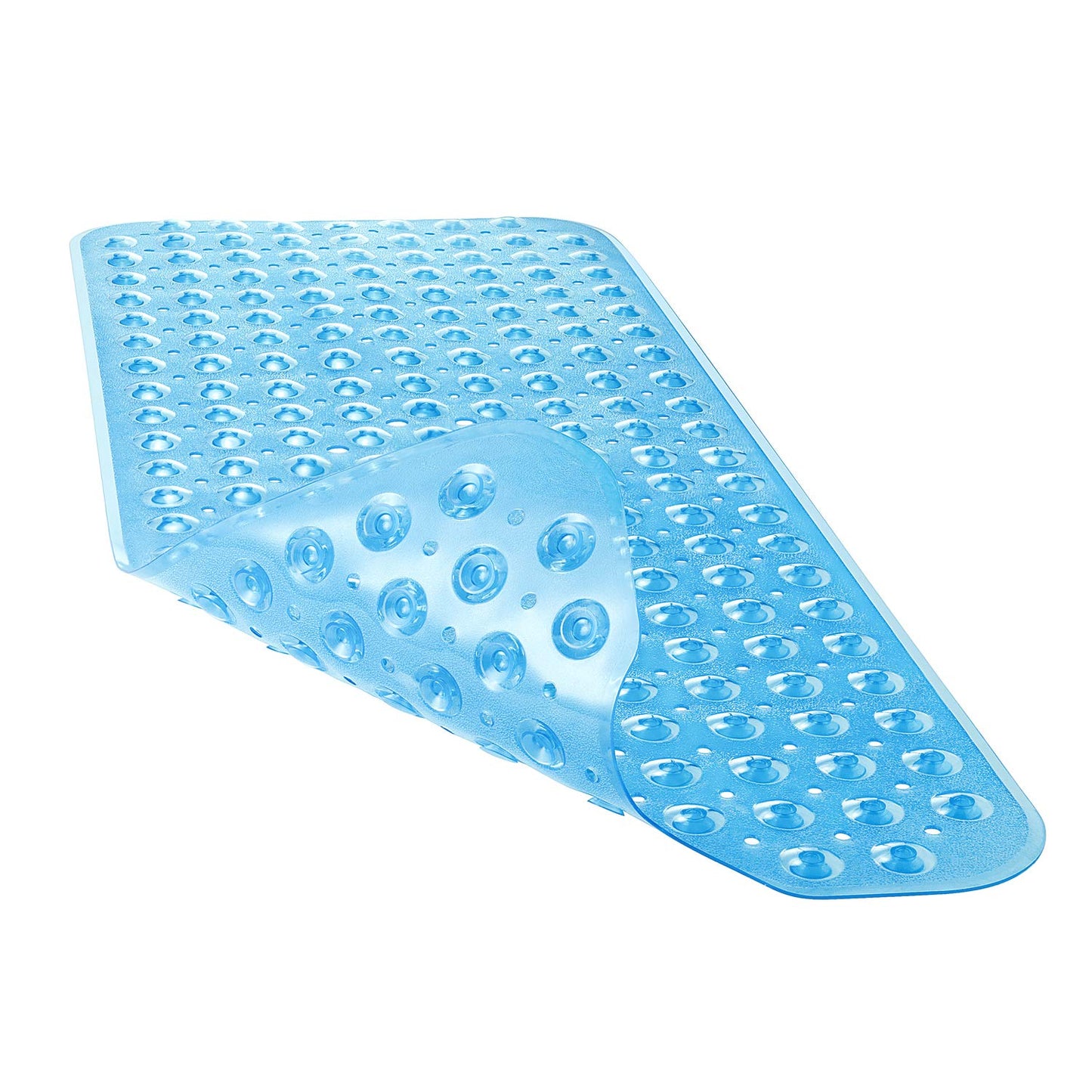 YINENN Bath and Shower Safety Mats 40x16 inch, Non Slip with Suction Cups for Bathroom Stall and Tub Floor, Extra Large and Machine Washable, Drain Holes Keep Bathtub Clean, Blue