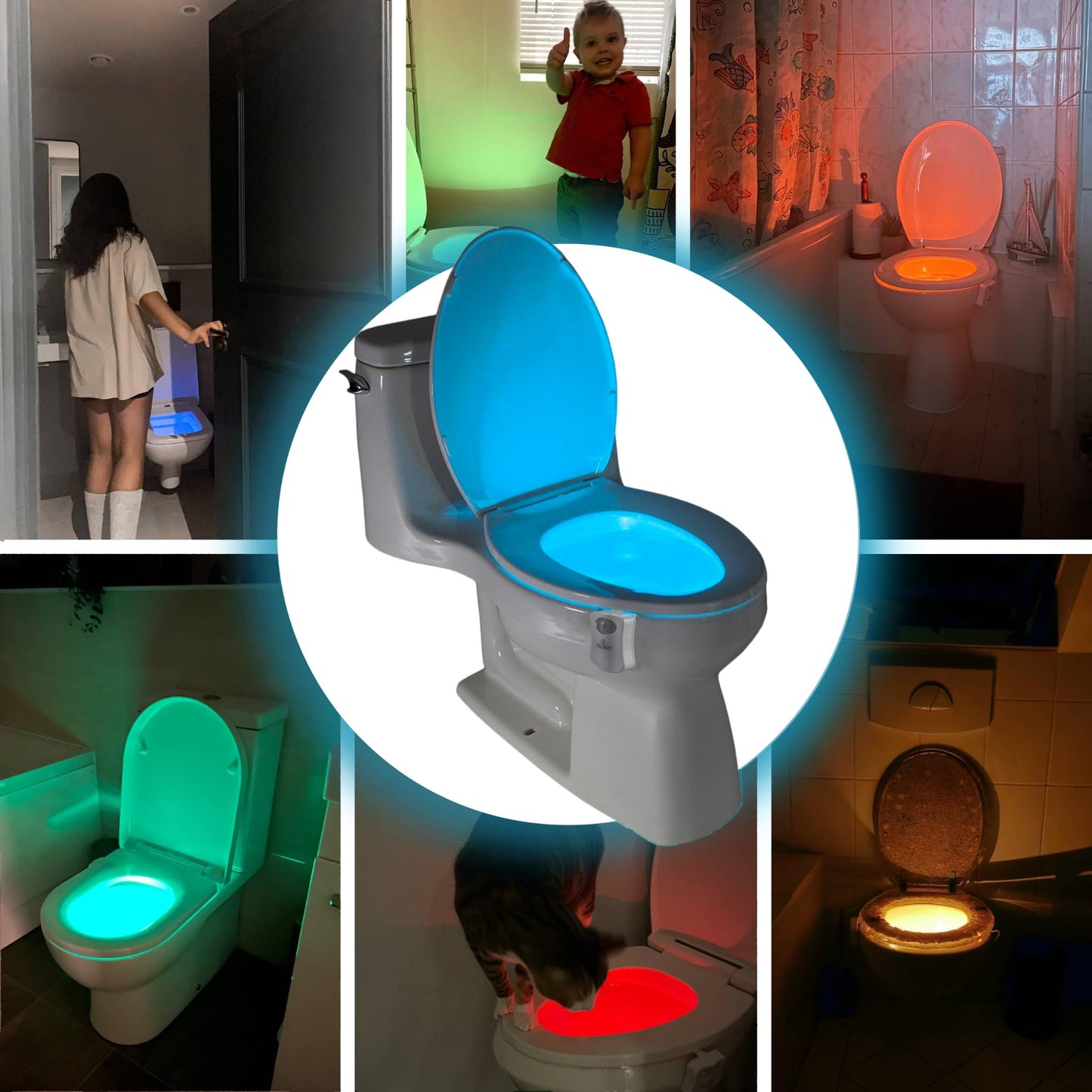 ToiLight The Original Toilet Bowl Night Light. Fun Useful Bathroom Motion Sensor Tech Gadget. Funny Novelty Birthday Gift Idea. Stocking Stuffer for Him Her Guys Men Mom Brother