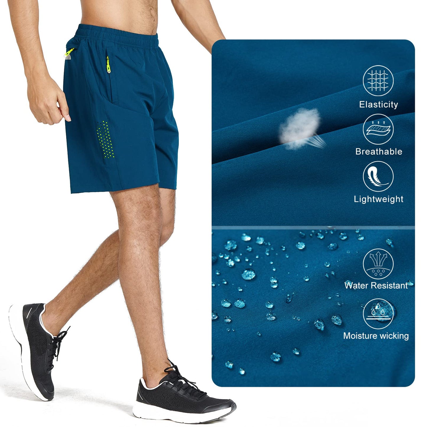 NORTHYARD Men's Athletic Running Shorts Quick Dry Workout Shorts 7"/ 5"/ 9" Lightweight Sports Gym Basketball Shorts Hiking Exercise Seablue M