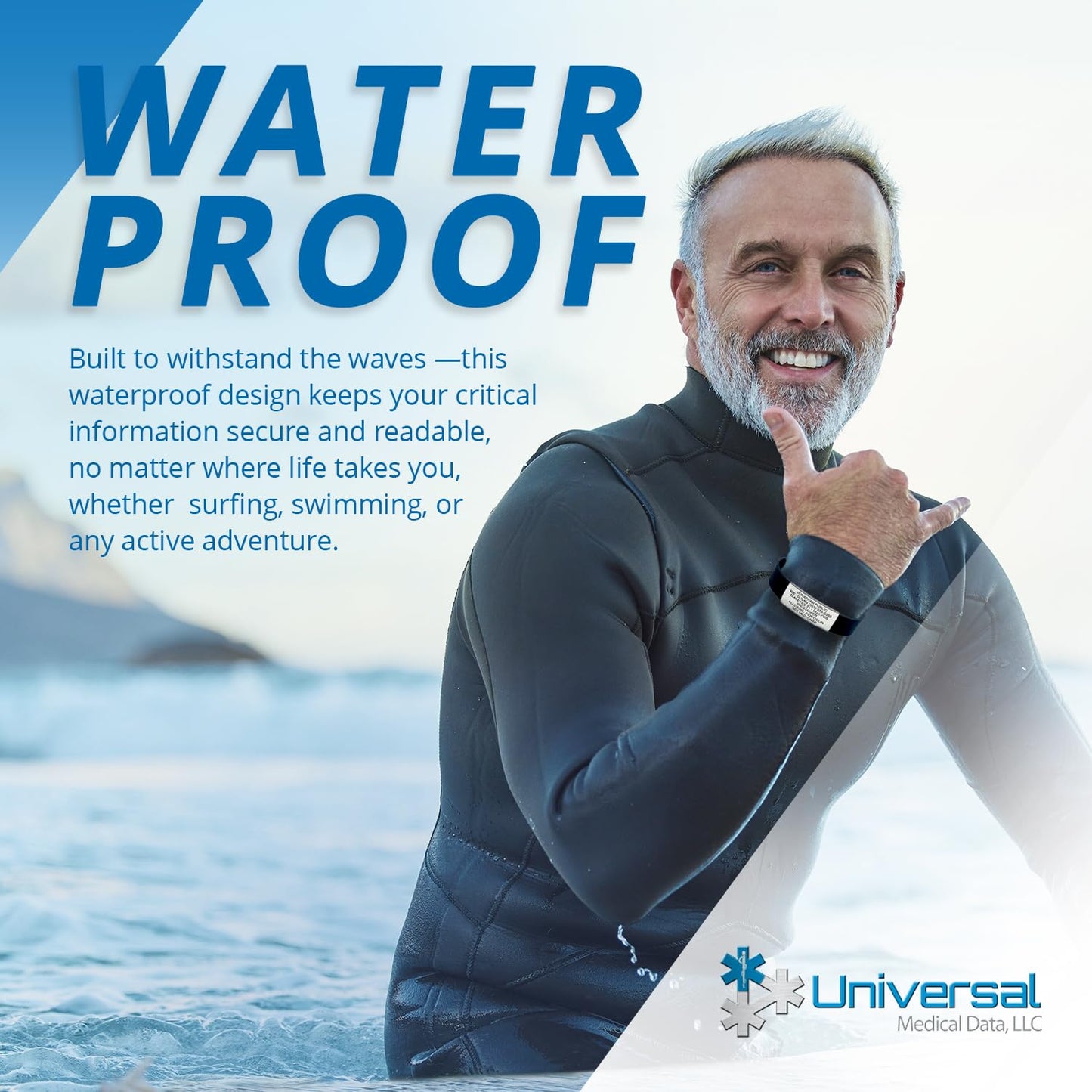 Sport Medical Alert Bracelet for Men & Women – Customizable Medical ID Bracelet with Personalized Engraving, Emergency Identification Card, Complimentary Access to PHR (Personal Health Record) – Black