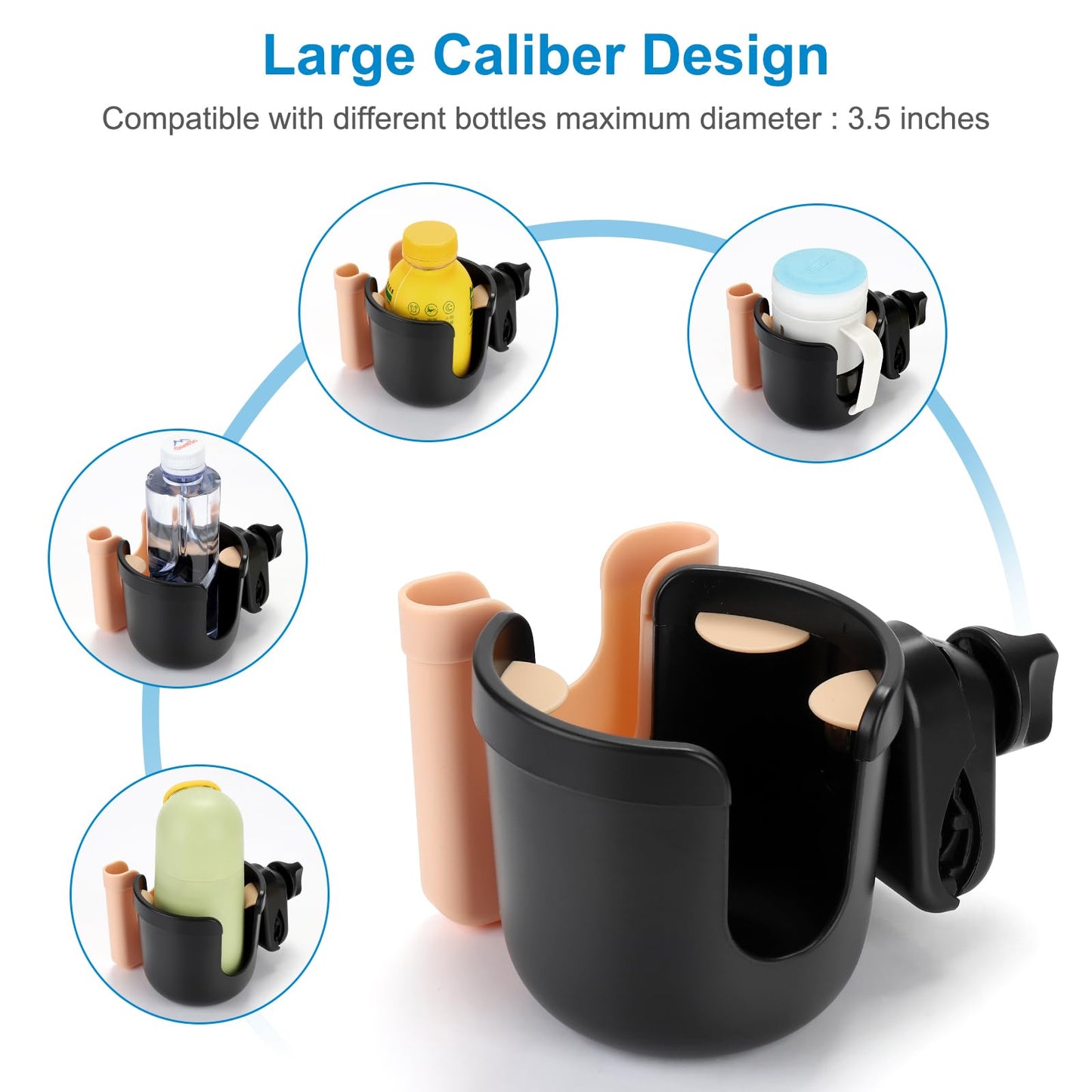 Accmor 2-in-1 Walker Cup Holder with Phone Holder, Wheelchair Cup Holder, Rollator Cup Holder, Cup Phone Holder for Walker, Wheelchair, Rollator, Mobility Scooter