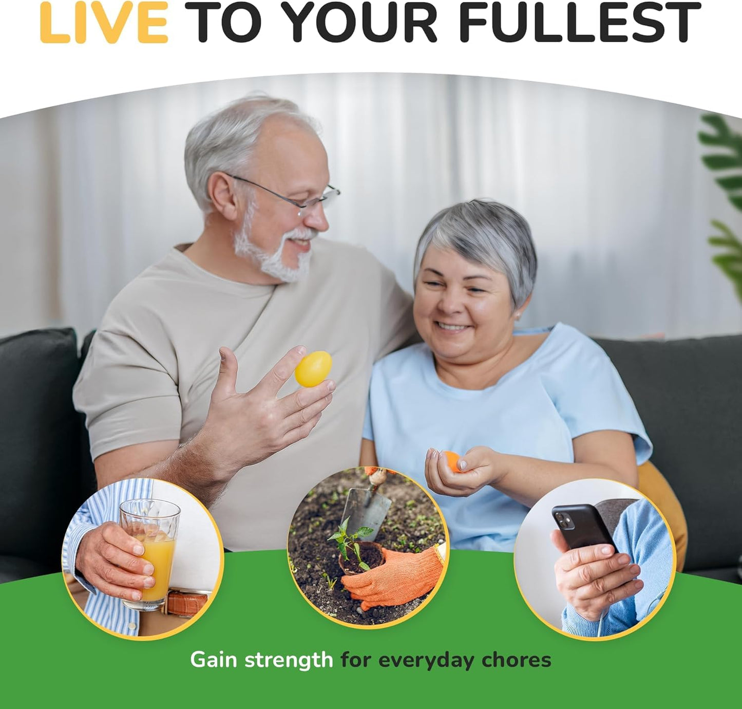 Healthy Seniors Squeeze Balls for Hand Therapy - Set of 4-Hand Exercise Balls for Arthritis & Carpal Tunnel - Stress Ball for Adults Therapy with Printed Guide Book and Videos