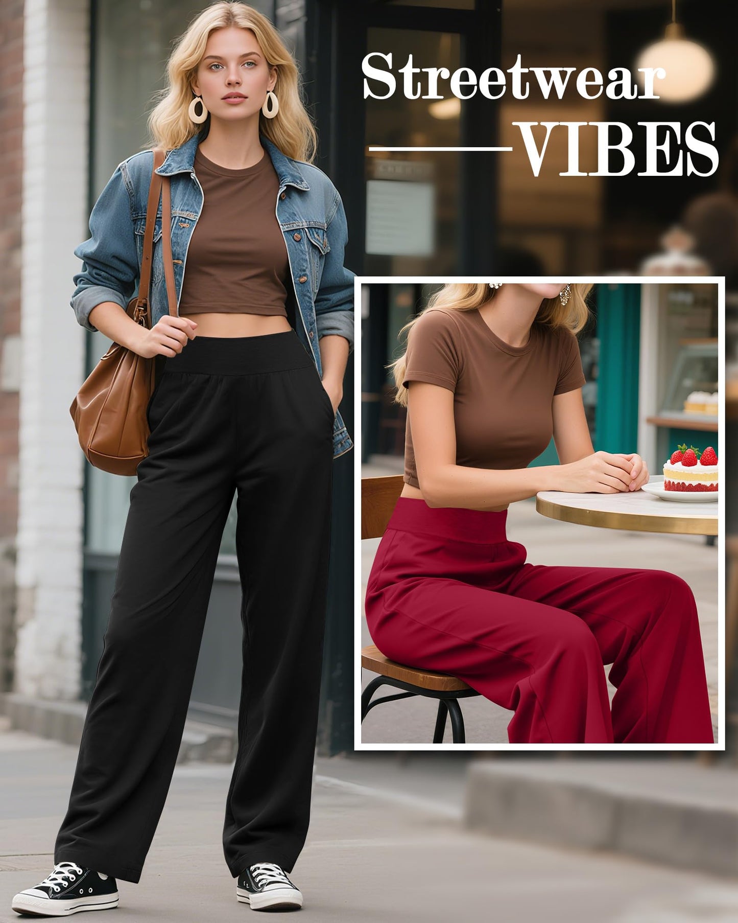 3 Pcs Women's Wide Leg Yoga Pant Comfy Loose Sweatpants High Waist Lounge Casual Athletic Pant Workout Joggers Pant (Black, Green, Red,XX-Large)