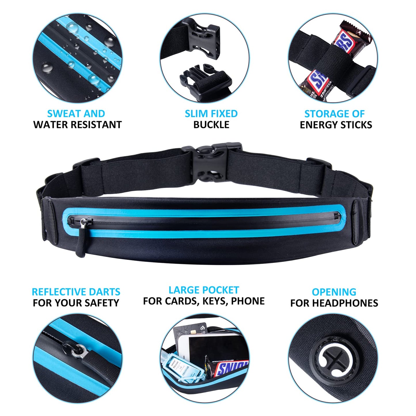 Running Belt Fanny Pack, Running Waist Pack for Women & Men USA Patented Hands-Free Reflective Runner Pouch Belt Fitness Workout Bag No-Bounce Adjustable Sport Travel Fanny Pack Cell