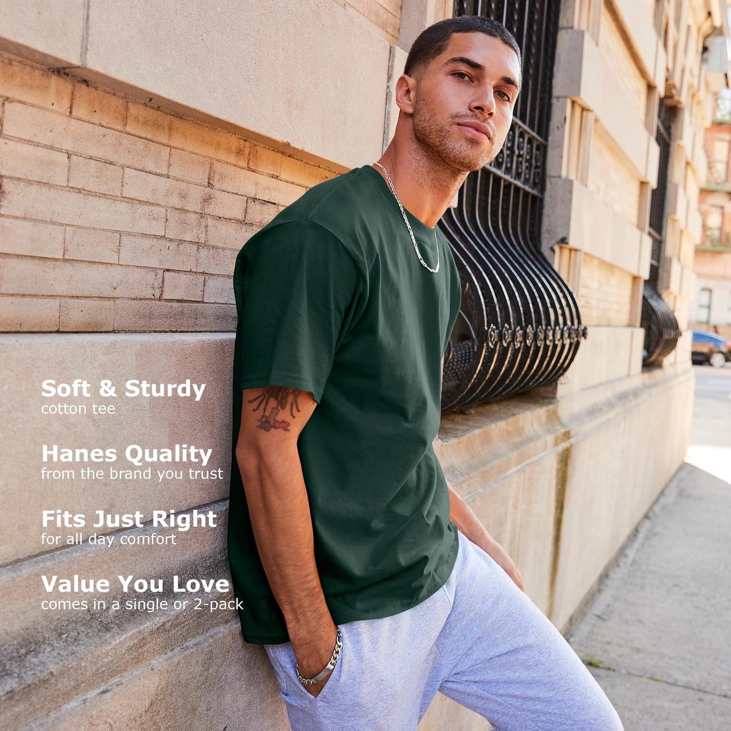 Hanes mens Beefy Short Sleeve Tee Value Pack (2-pack) (Availble in Tall) fashion t shirts, Deep Royal, X-Large Tall US