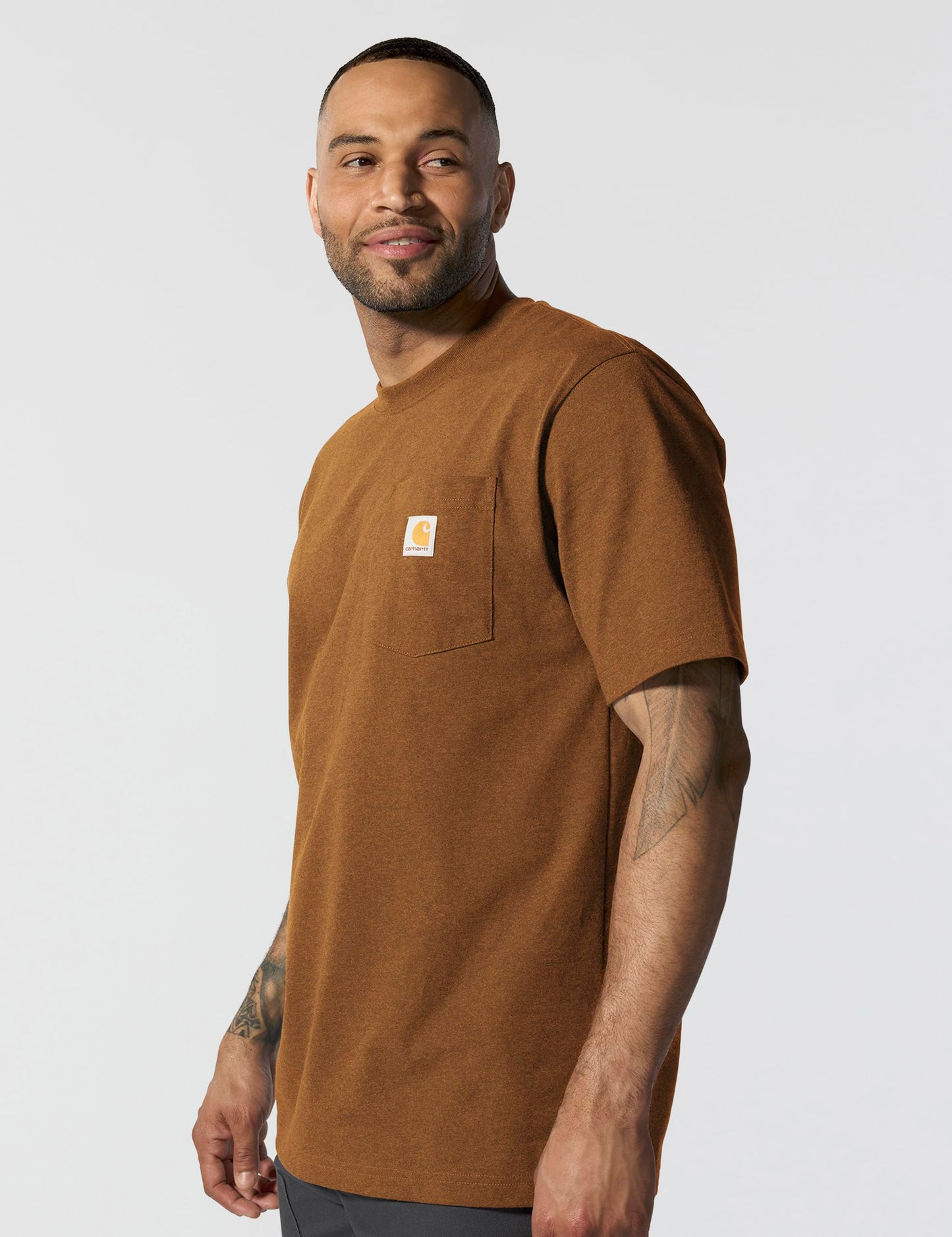 Carhartt mens Loose Fit Heavyweight Short-sleeve Pocket T-shirt work utility t shirts, Oiled Walnut Heather, 3X-Large US