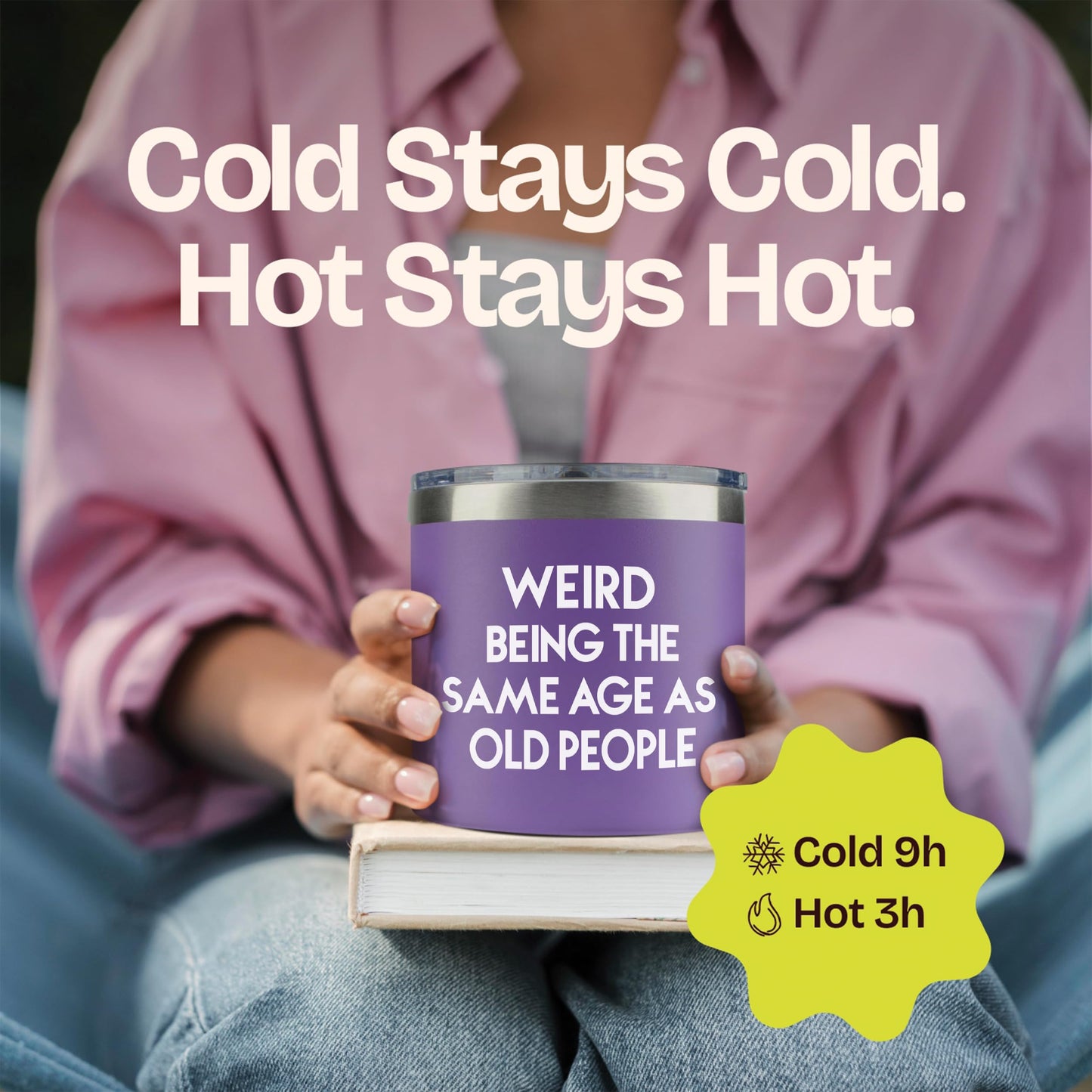 KLUBI 40th Birthday Gifts Women - Weird Being The Same Age As Old People 14oz 50th 60th Birthday Gifts for Women Over 60 Purple Bday Gift Ideas for Adults Cute Funny Celebration Gift for Elderly