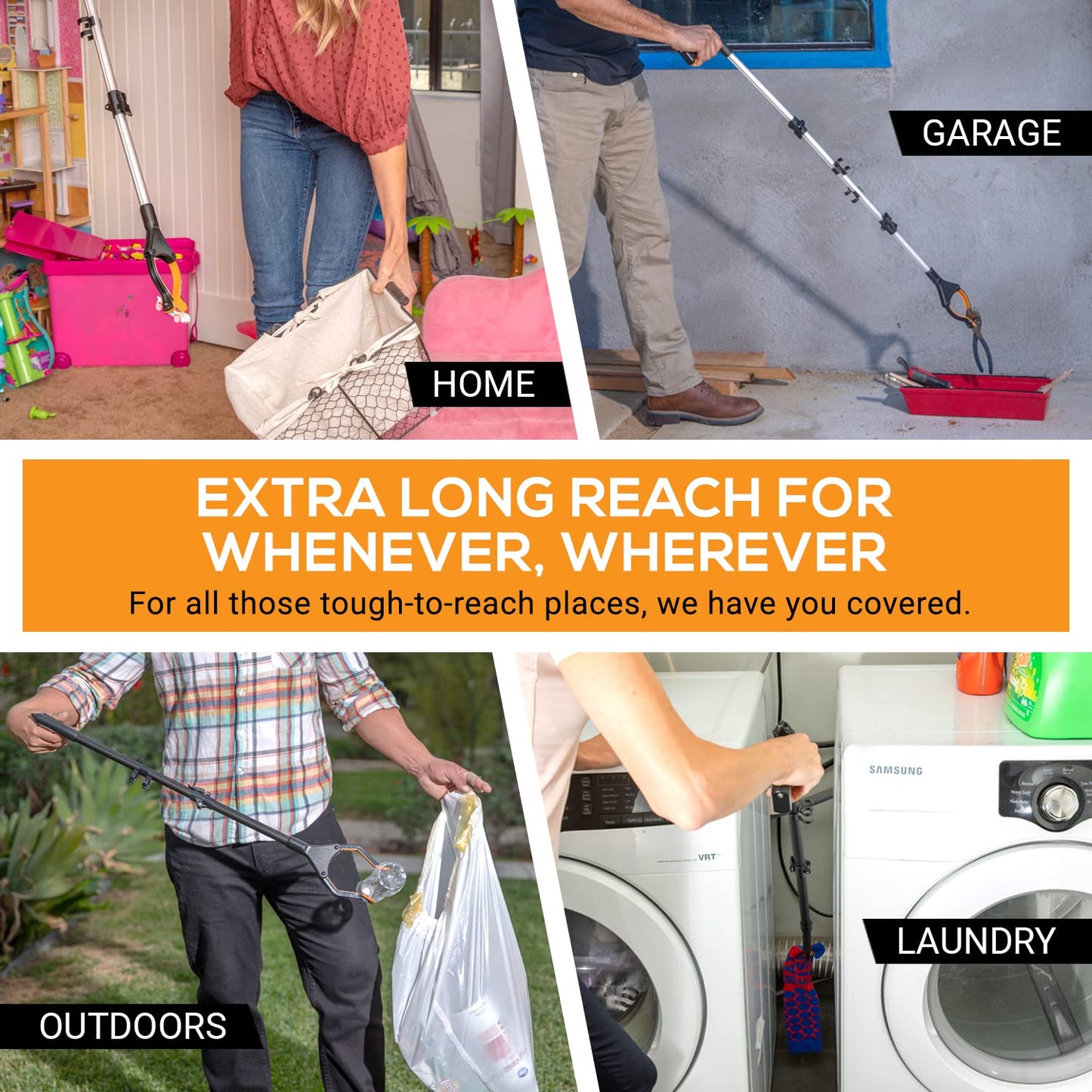 EZPIK Classic 40" Flexible Folding Grabber Tool for Elderly + Magnets, Reacher for Disabled & Seniors Heavy Duty Rotating Grippers for Reaching Underneath, Trash Grabbers & Pickers for Mobility