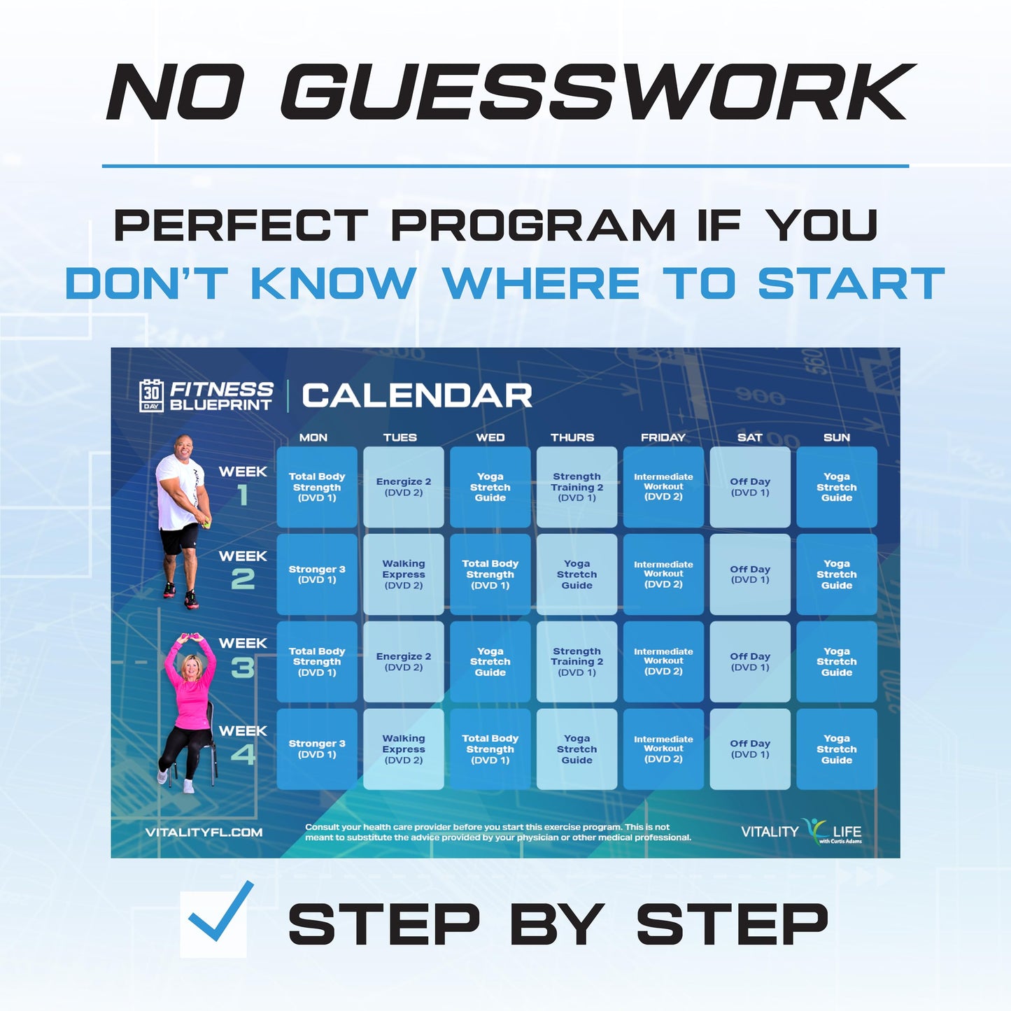 Exercise for Seniors & Beginners- Fun 30 day workout plan- Step by Step Comprehensive Package: 7 Workouts + Stretching Guide + Resistance Band + Easy to Follow Calendar. Get Energized & Stronger!