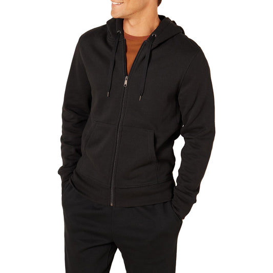 Amazon Essentials Men's Full-Zip Fleece Hoodie (Available in Big & Tall), Black, Large