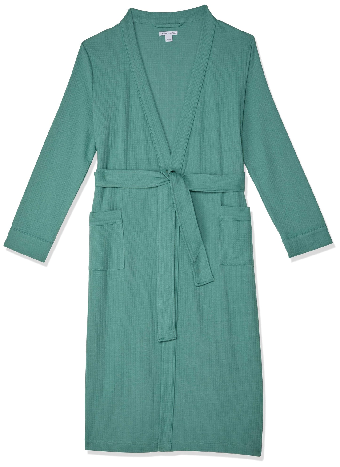 Amazon Essentials Women's Lightweight Waffle Full-Length Robe (Available in Plus Size), Teal Blue, Large