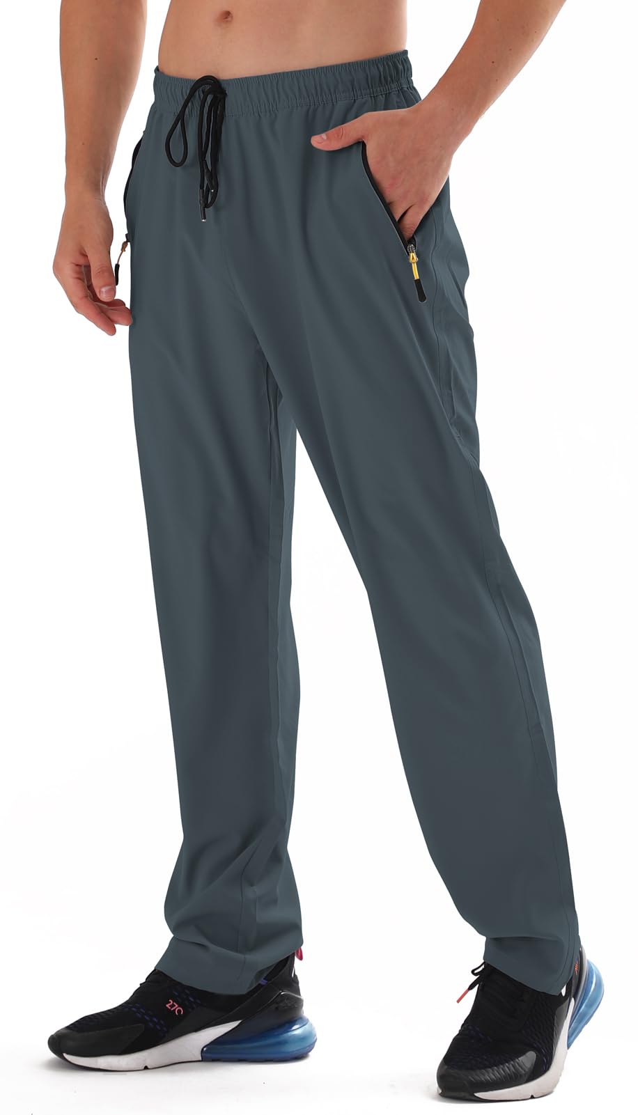 Mens Sweat Pants, with Pockets Outdoor Lightweight Breathable Quick Dry Athletic Jogging Hiking Pants with Elastic Waist Navy