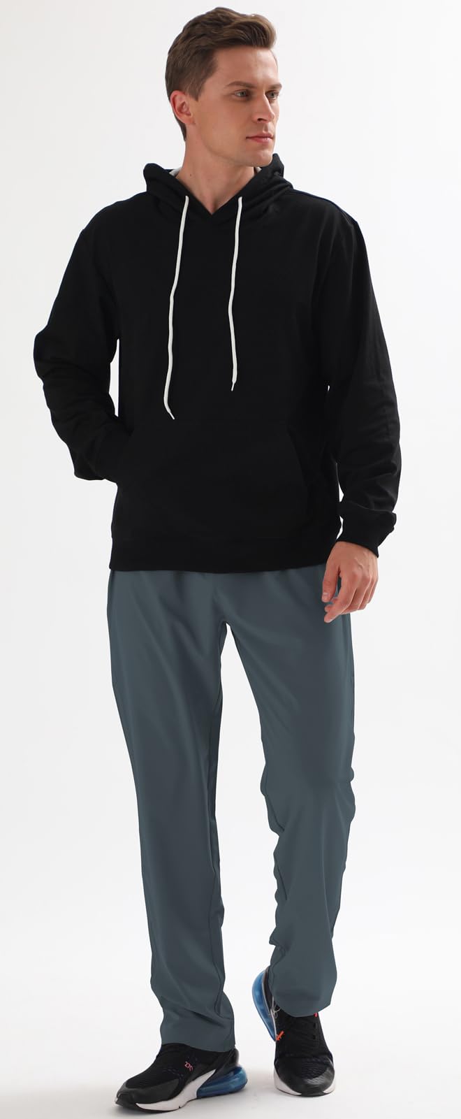 Mens Sweat Pants, with Pockets Outdoor Lightweight Breathable Quick Dry Athletic Jogging Hiking Pants with Elastic Waist Navy