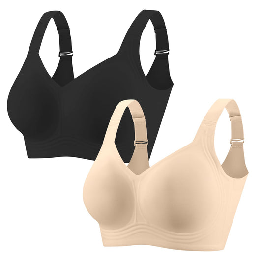 PoseFree Wireless Bras for Women Pack Full Coverage Comfortable & Supportive No Underwire Back Smoothing Everyday Bra Set