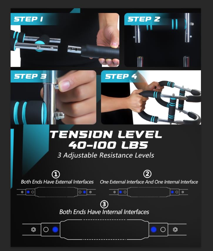 2025 Pro Twister Arm Trainer, Adjustable Power Twister Bar, Chest Shoulder Arm Workout Equipment, Portable Detachable Upper Body Fitness Machine for Home & Gym