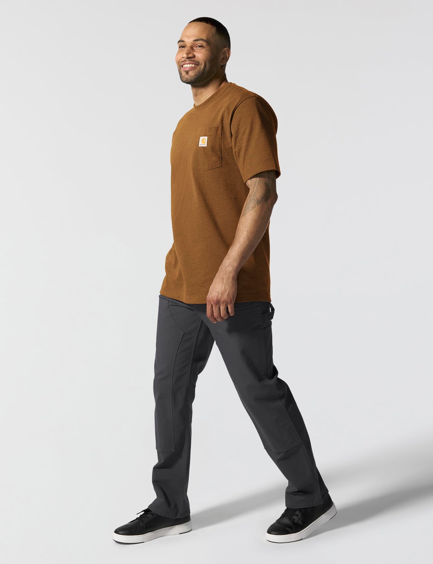 Carhartt mens Loose Fit Heavyweight Short-sleeve Pocket T-shirt work utility t shirts, Oiled Walnut Heather, 3X-Large US