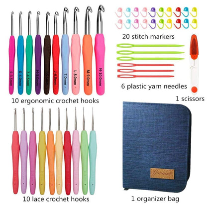 Yarniss 20 Sizes Crochet Hooks 0.5mm-10mm, Ergonomic Crochet Hooks Set with Case for Arthritic Hands