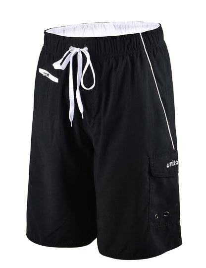 unitop Men's Lightweight Quick Dry Board Trunks Black and White 34
