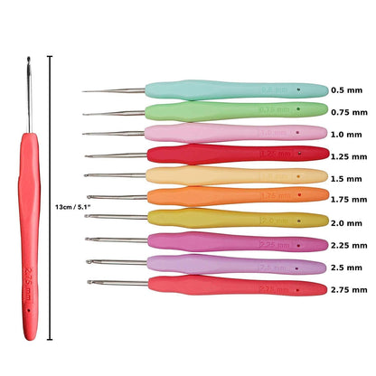 Yarniss 20 Sizes Crochet Hooks 0.5mm-10mm, Ergonomic Crochet Hooks Set with Case for Arthritic Hands