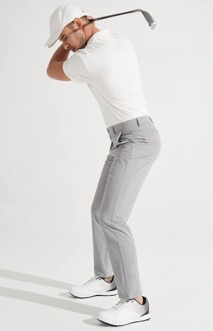 Libin Mens Golf Pants Stretch Work Dress Pants 30" Quick Dry Lightweight Business Casual Pants for Men Comfy Water Resistant, Light Grey, 32W x 30L