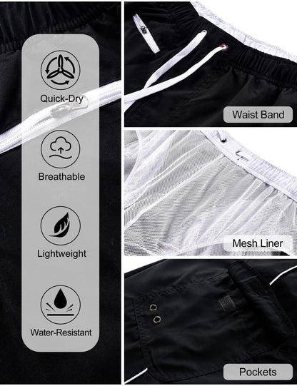 unitop Men's Lightweight Quick Dry Board Trunks Black and White 34
