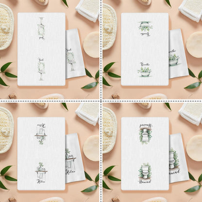 COWEB Boho Botanical Bathroom Hand Towels Set of 4, Relax Breathe Soak Unwind Decorative Hand Towels for Gym Yoga Spa Bathroom Decor, 16x24 Inches