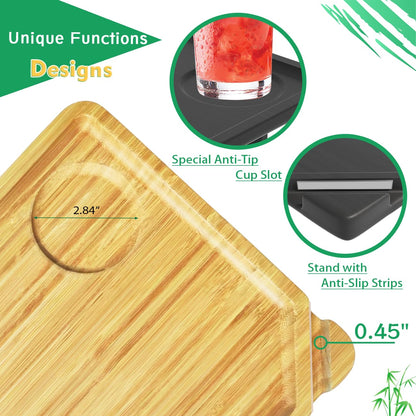 Smatdecis Couch Arm Tray Table Sofa Arm Clip Table, Armrest Tray Table Suitable for Home Drinks/Fast Food/Fruit Etc, Large Size Multi-Function Natural