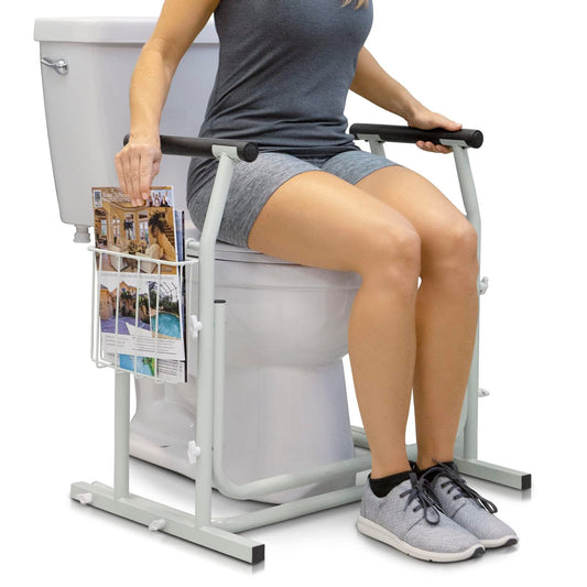 Vive Toilet Safety Frame with Arms (FSA/HSA Eligible) - Toilet Safety Support Rail for Seniors - Toilet Bar with Handles for Elderly, Handicapped & Disabled - Bathroom Assistance Aid to Help Stand
