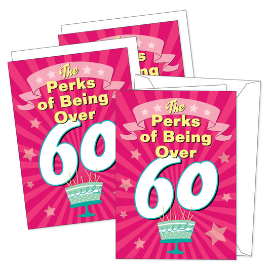 Funny Adult Birthday Greeting Card (5" x 7") by Smart Alex 3 Pack + 3 Envelopes (Over 60)