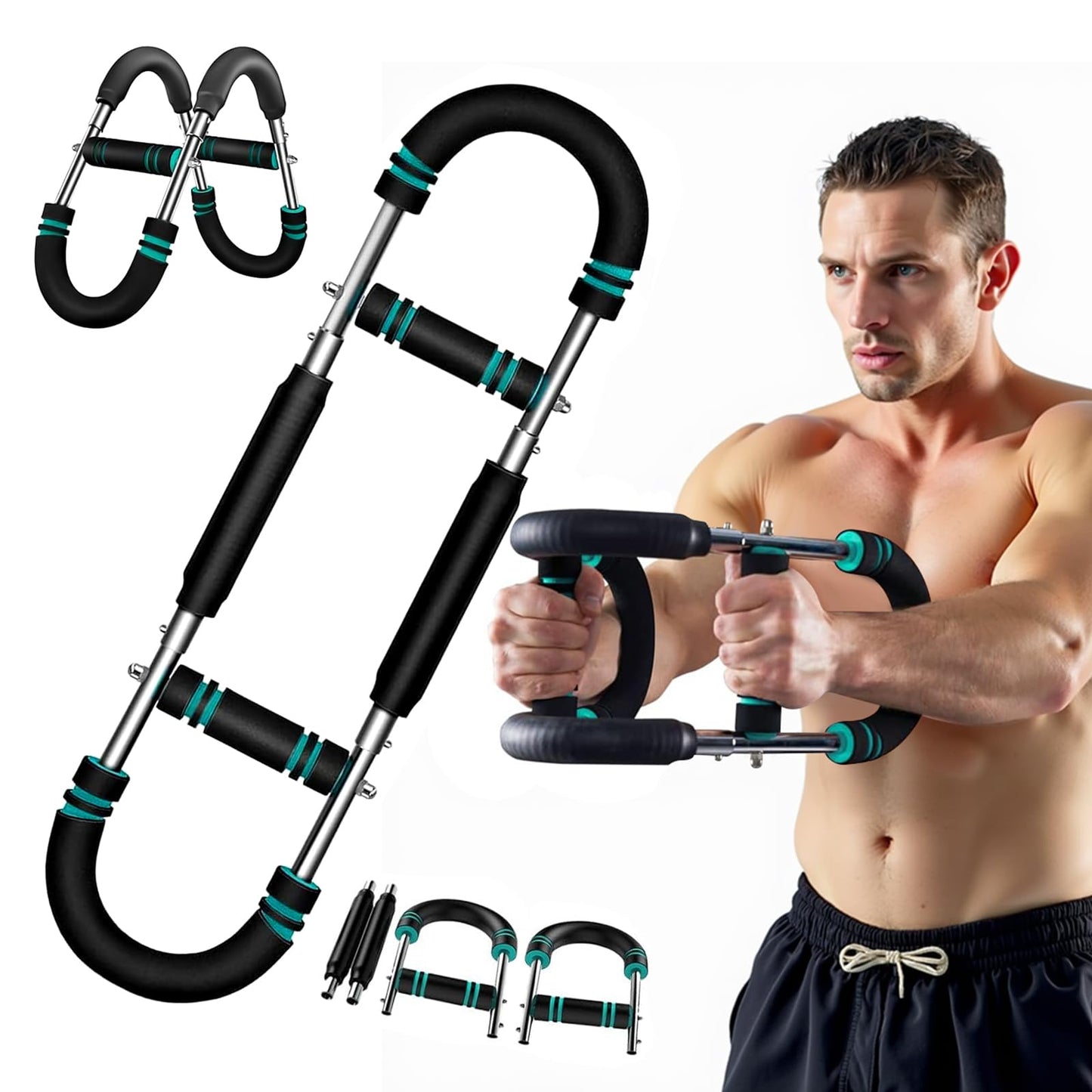 2025 Pro Twister Arm Trainer, Adjustable Power Twister Bar, Chest Shoulder Arm Workout Equipment, Portable Detachable Upper Body Fitness Machine for Home & Gym