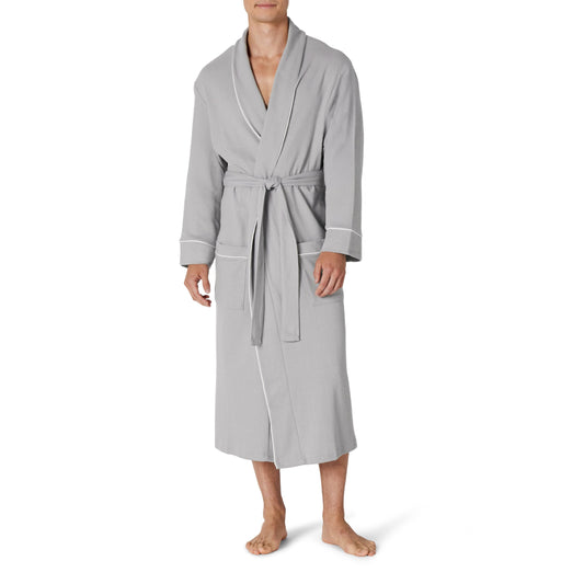 Amazon Essentials Men's Lightweight Waffle Bathrobe (Available in Big & Tall), Light Grey, Medium-Large
