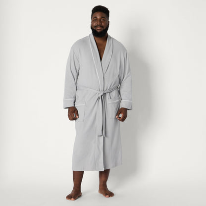 Amazon Essentials Men's Lightweight Waffle Bathrobe (Available in Big & Tall), Light Grey, Medium-Large