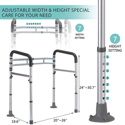 Lianjindun Toilet Safety Rails, Adjustable Toilet Frame for Elderly, Seniors, Handicap & Disabled, Foldable Handicap Toilet Handles Fit Any Toilets (300 LB)