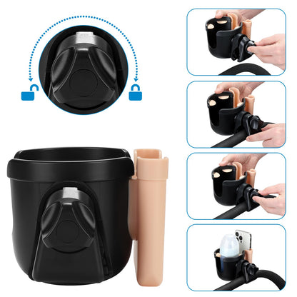 Accmor 2-in-1 Walker Cup Holder with Phone Holder, Wheelchair Cup Holder, Rollator Cup Holder, Cup Phone Holder for Walker, Wheelchair, Rollator, Mobility Scooter