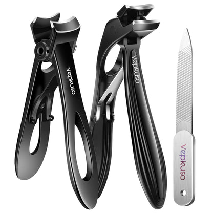 Vepkuso Toenail Clippers & Nail Clippers Set for Seniors - Heavy-Duty Long Handled Toenail Clippers for Thick Toenails, Men & Women | Hygienic Manicure Set | Gift Idea