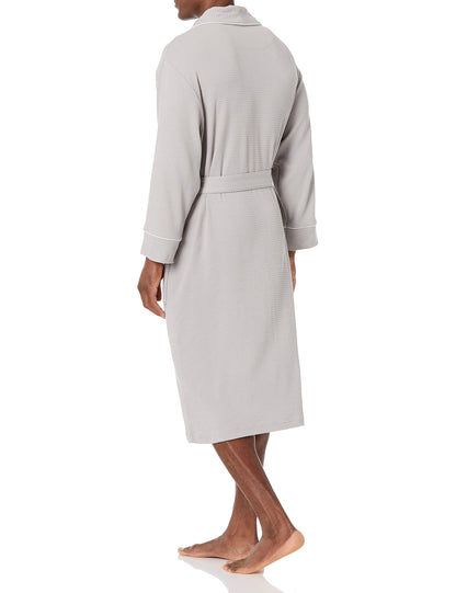 Amazon Essentials Men's Lightweight Waffle Bathrobe (Available in Big & Tall), Light Grey, Medium-Large