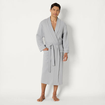 Amazon Essentials Men's Lightweight Waffle Bathrobe (Available in Big & Tall), Light Grey, Medium-Large