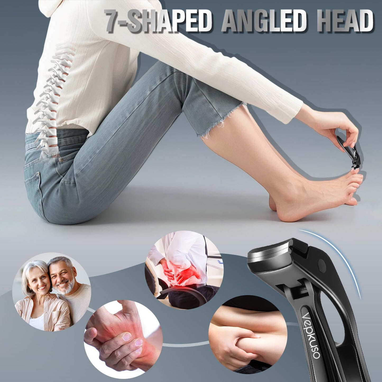 Vepkuso Toenail Clippers & Nail Clippers Set for Seniors - Heavy-Duty Long Handled Toenail Clippers for Thick Toenails, Men & Women | Hygienic Manicure Set | Gift Idea