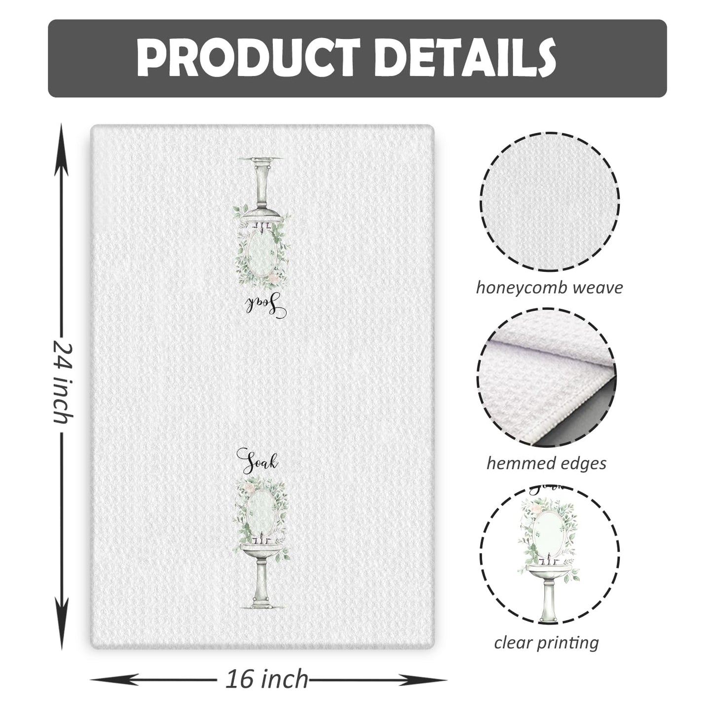 COWEB Boho Botanical Bathroom Hand Towels Set of 4, Relax Breathe Soak Unwind Decorative Hand Towels for Gym Yoga Spa Bathroom Decor, 16x24 Inches